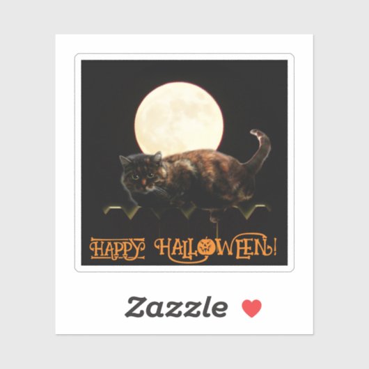 Kat en volle maan sticker (Vel)