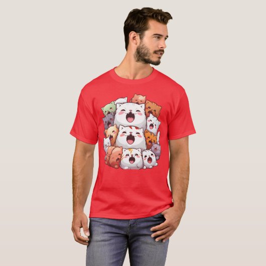 Kat en vriend miauwen  t-shirt (Voorkant volledig)