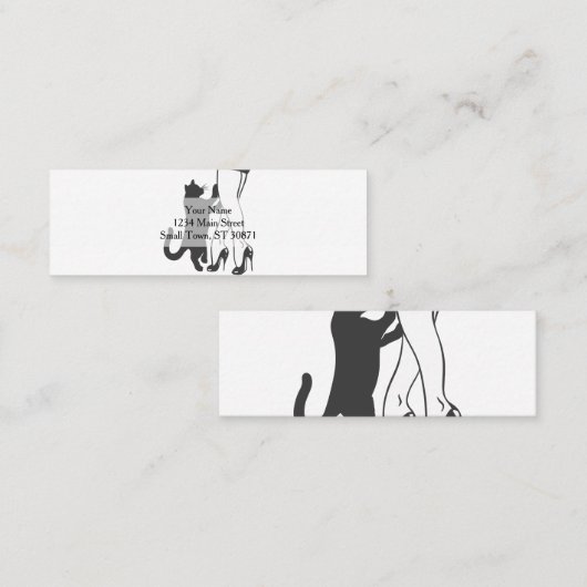 Kat- en vrouw-poten - Kies achtergrondkleur Mini Visitekaartje (Voorkant / Achterkant)