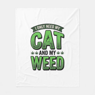 Kat En Wiet Retro Gravure T-Shirt Ontwerp_1 Fleece Deken