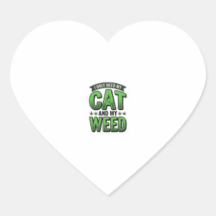 Kat En Wiet Retro Gravure T-Shirt Ontwerp_1 Hart Sticker