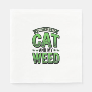 Kat En Wiet Retro Gravure T-Shirt Ontwerp_1 Servet