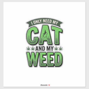 Kat En Wiet Retro Gravure T-Shirt Ontwerp_1 Sticker
