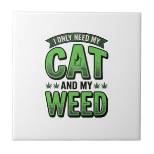 Kat En Wiet Retro Gravure T-Shirt Ontwerp_1 Tegeltje