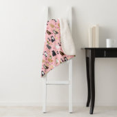 Kat- en wijnroze patroon sherpa deken (In situ)