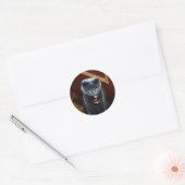 Kat en zeepbel ronde sticker (Envelop)