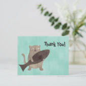 Kat en zijn vis briefkaart (Staand voorkant)