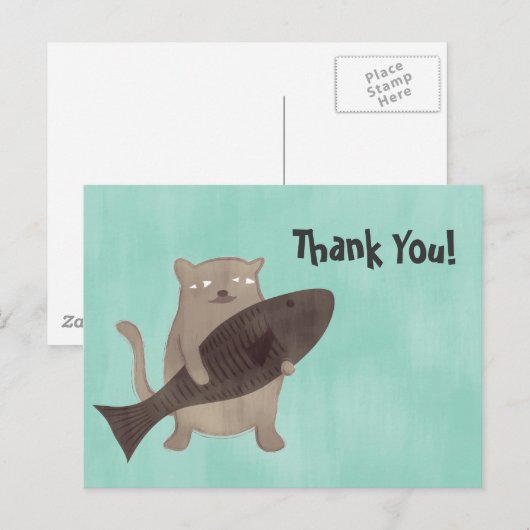 Kat en zijn vis briefkaart (Voorkant / Achterkant)