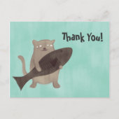 Kat en zijn vis briefkaart (Voorkant)