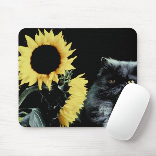 Kat en zonnebloem muismat (Met muis)