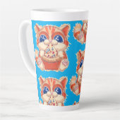 Kat Eten Pizza kleur Latte Mok (Linkerhoek)