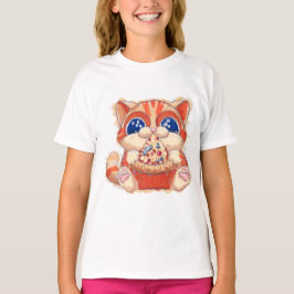Kat Eten Pizza kleur T-shirt