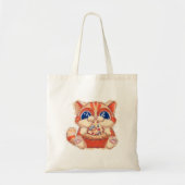 Kat Eten Pizza kleur Tote Bag (Voorkant)