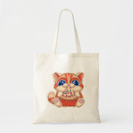 Kat Eten Pizza kleur Tote Bag