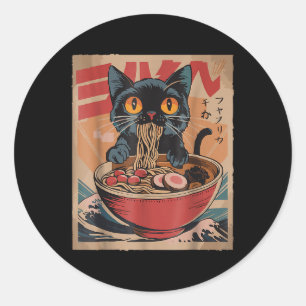 Kat Eten Ramen Japans Graphic T - shirts Kawaii Ca Ronde Sticker