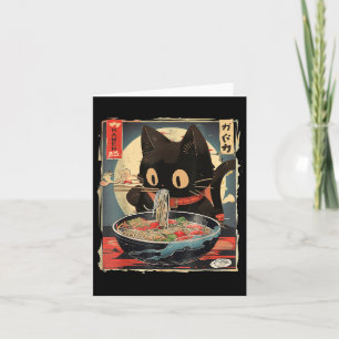 Kat Eten Ramen Noodle Grappig Japans Kawaii Anim Kaart