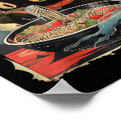 Kat Eten Ramen Noodle Grappig Japans Kawaii Anim Poster (Hoek)