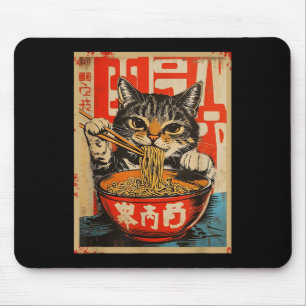 Kat Eten Ramen Noodles Japanse Kunst Muismat