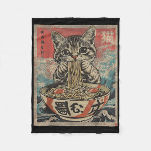Kat Eten Ramen Noodles Kawaii Anime Manga Japans Fleece Deken