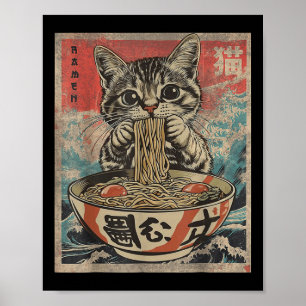 Kat Eten Ramen Noodles Kawaii Anime Manga Japans Poster