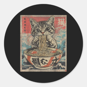 Kat Eten Ramen Noodles Kawaii Anime Manga Japans Ronde Sticker