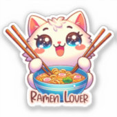Kat Eten Ramen, Schattigee Kawaii, kat sticker (Voorkant)