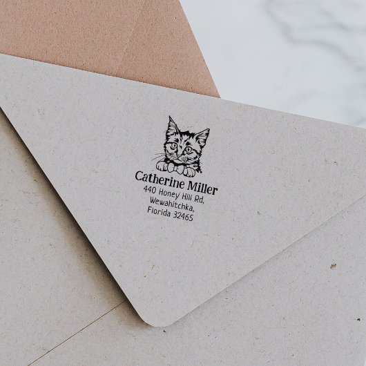Kat Europees kort haar retouradres Rubberstempel