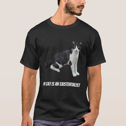 Kat Existentialisme Filosofie Humor Geestig T-shirt (Voorkant)