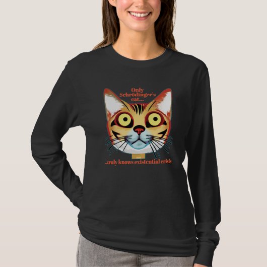 Kat-existentiële crisis van Schrodinger T-shirt (Voorkant)