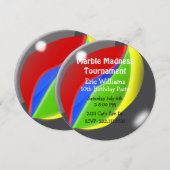 Kat Eye Marble Custom Birthday Party Invitation Kaart (Voorkant / Achterkant)