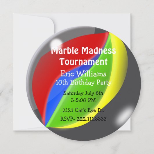 Kat Eye Marble Custom Birthday Party Invitation Kaart (Voorkant)
