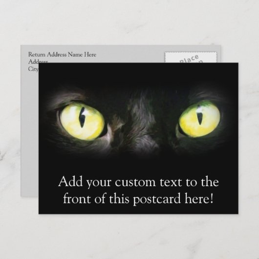 Kat Eyes, Black and Yellow Stare Briefkaart (Voorkant / Achterkant)