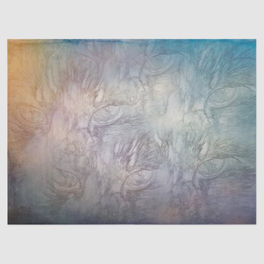 Kat Eyes blauw Paars ontkoppelingspatroon Tissuepapier (Voorkant)