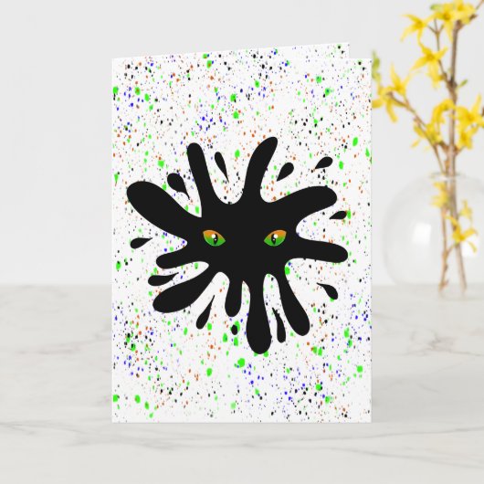 Kat Eyes die een zwarte hol uitvreet Kaart (Gele Bloem)