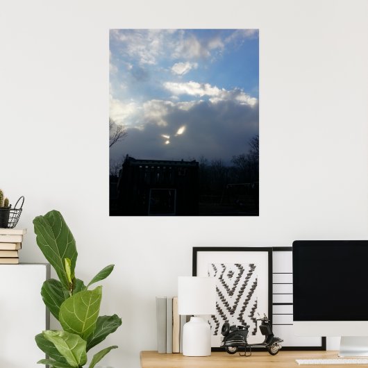 Kat Eyes Fluffy Clouds Poster (Thuiskantoor)