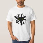 Kat Eyes kijkt uit naar een zwart blok T-shirt (Voorkant)