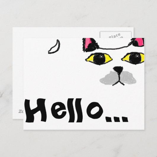 Kat Face briefkaart (Voorkant / Achterkant)