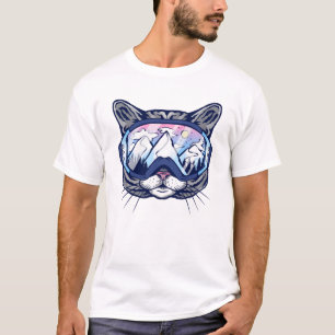 Kat Face Cat met skibril T-shirt
