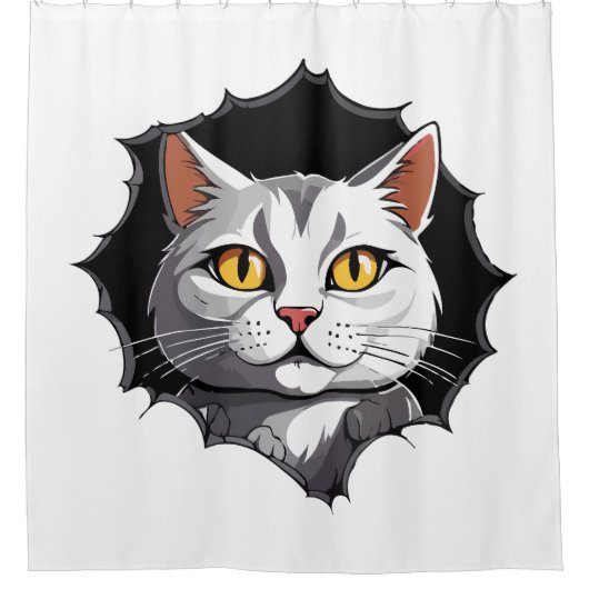 Kat Face Douchegordijn (Voorkant)