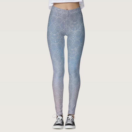 Kat Face Faux Lace-leggings in metallisch paars Leggings (Voorkant)
