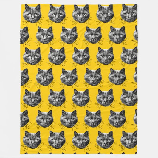 Kat Face Fleece Deken (Voorkant)