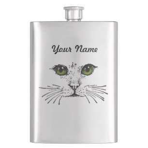 Kat Face Green Eyes Whiskers Heupfles