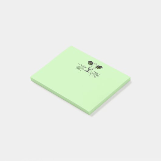 Kat Face Green Eyes Whiskers Post-it® Notes (Schuin)