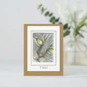 Kat Face Hallo. Handtekening Art Kaart (Staand voorkant)