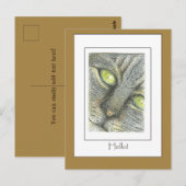 Kat Face Hallo. Handtekening Art Kaart (Voorkant / Achterkant)