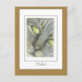 Kat Face Hallo. Handtekening Art Kaart (Voorkant)