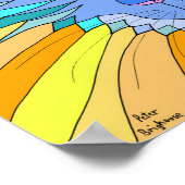 Kat Face in Blues, Sinaasappel en gember Poster (Hoek)