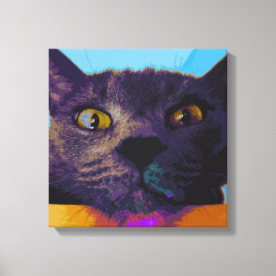 Kat Face Pop Art Canvas afdrukken