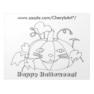 Kat Face Pumpkin Happy Halloween Colour Laptops Notitieblok