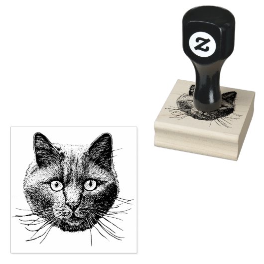 Kat Face Rubberstempel (Gestempeld)